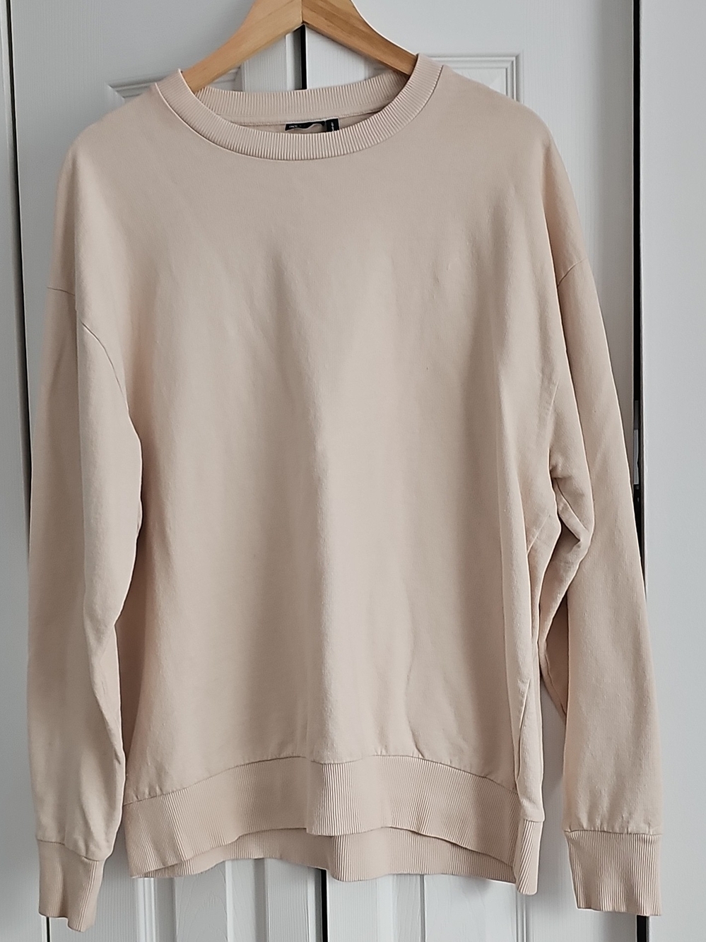 Asos Design Beige Crewneck Cotton Oversized Sweatshirt, M - Picture 1 of 4